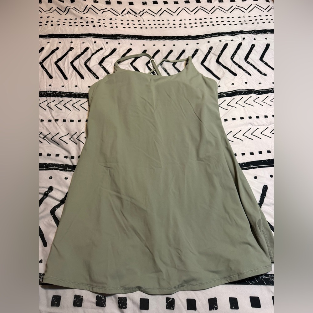 HALARA Olive Green Active Dress with Crisscross Straps